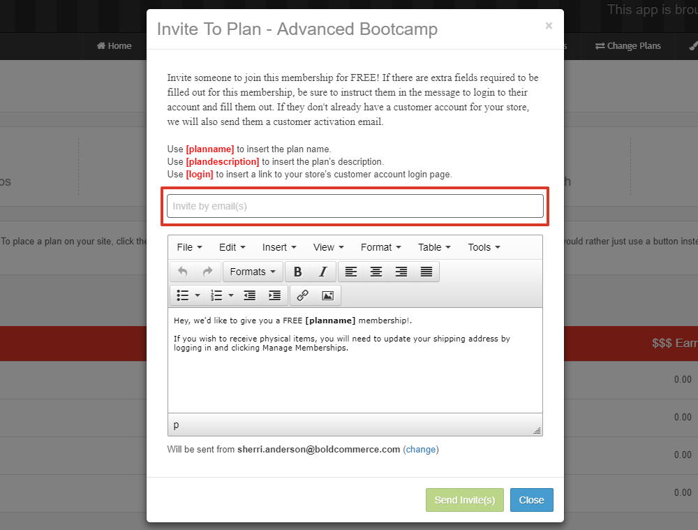 In the pop-up window, enter in the email address(es) of the person(s) you'd like to invite