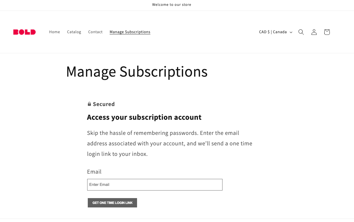 Passwordless login page