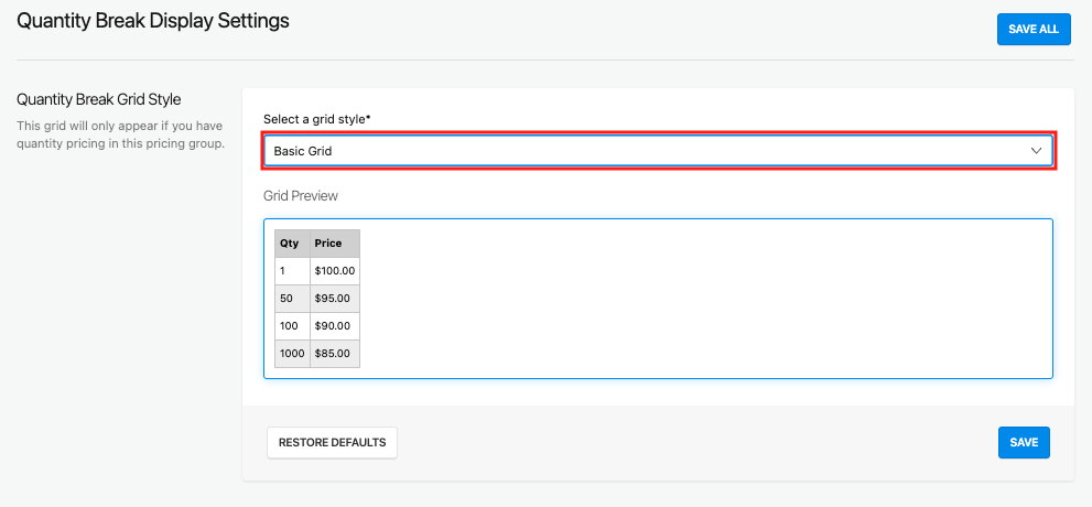 Select a grid style