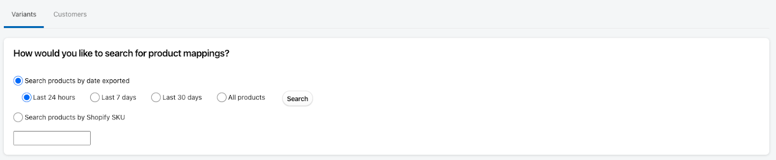 Search filter settings