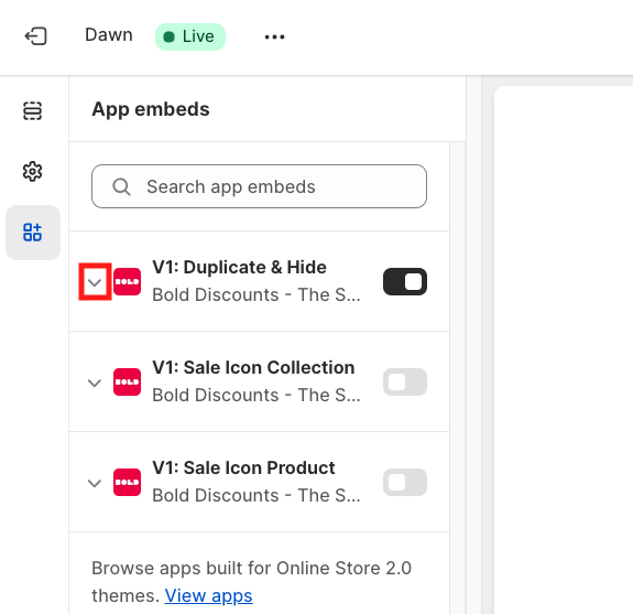 Click the arrow next to V1: Duplicate and Hide