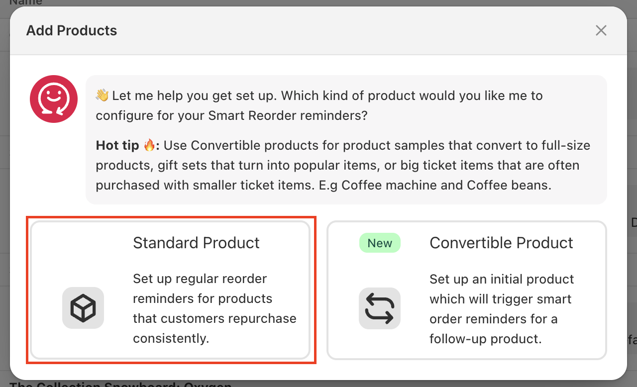 Standard Product option