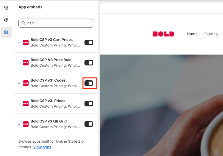 Bold CSP v3 Codes app embed