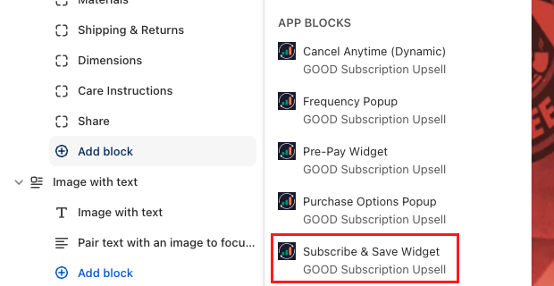 Subscribe and Save Widget