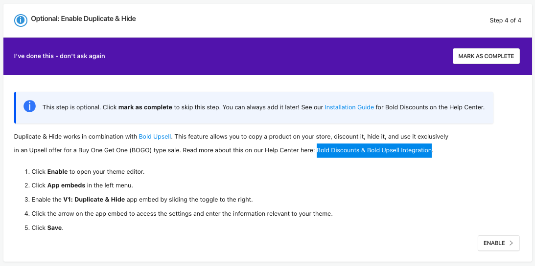 Enable duplicate & hide