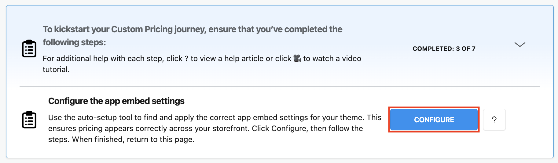 Click configure