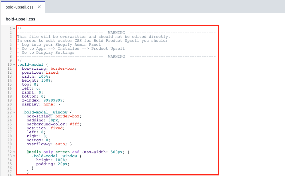 Example Screenshot of bold-common liquid code