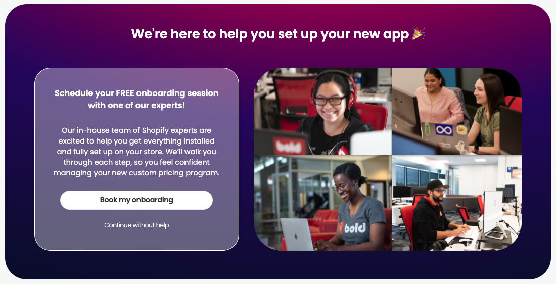 Free onboarding session offer