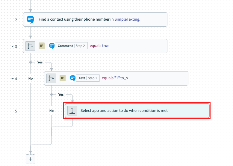 Select app and action