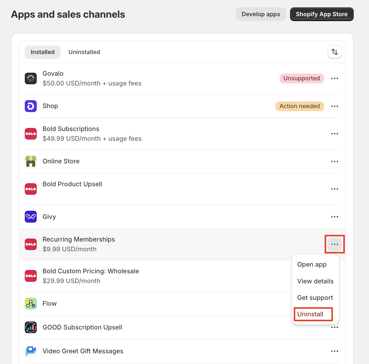Uninstall Bold Memberships