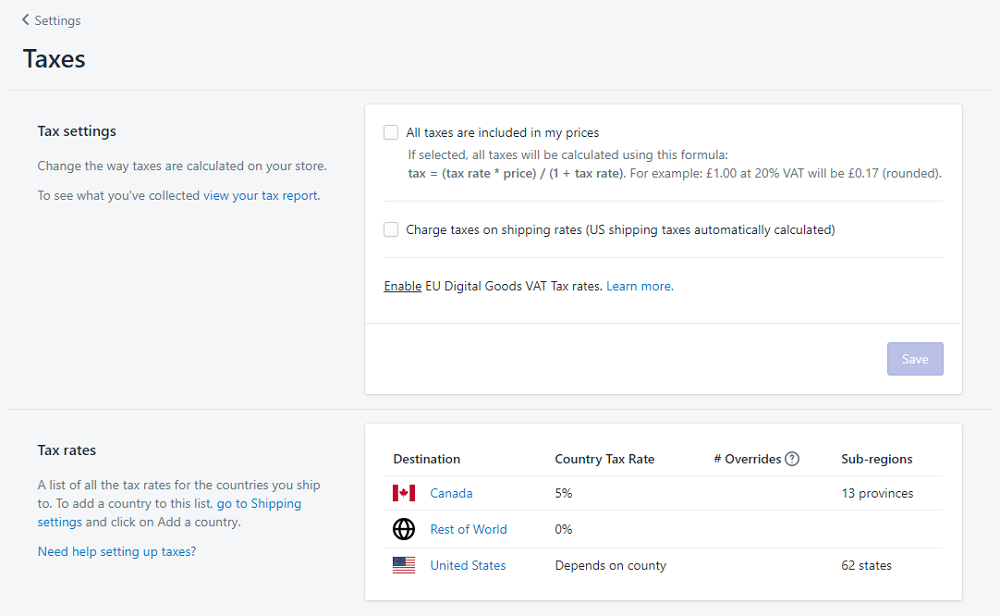 Select a Tax Rate