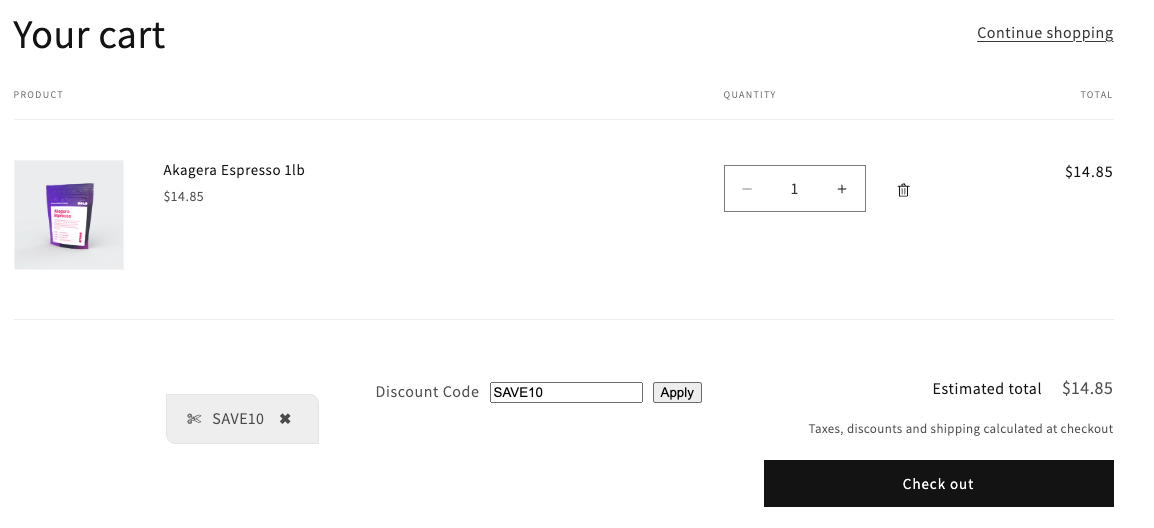 Discount Code Applied