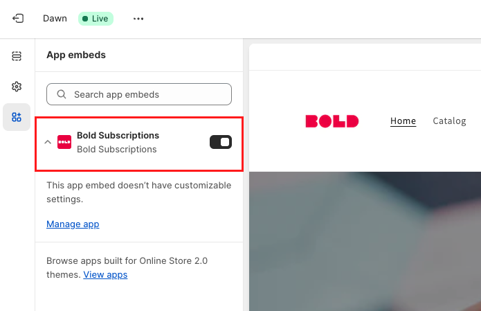 Bold Subscriptions App embed