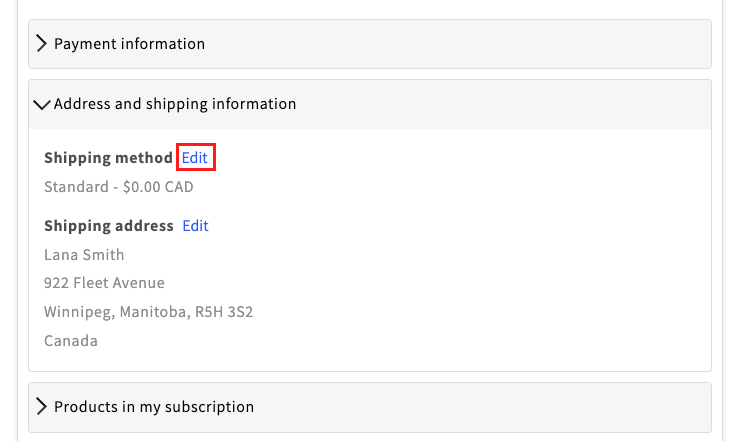 Edit Shipping method