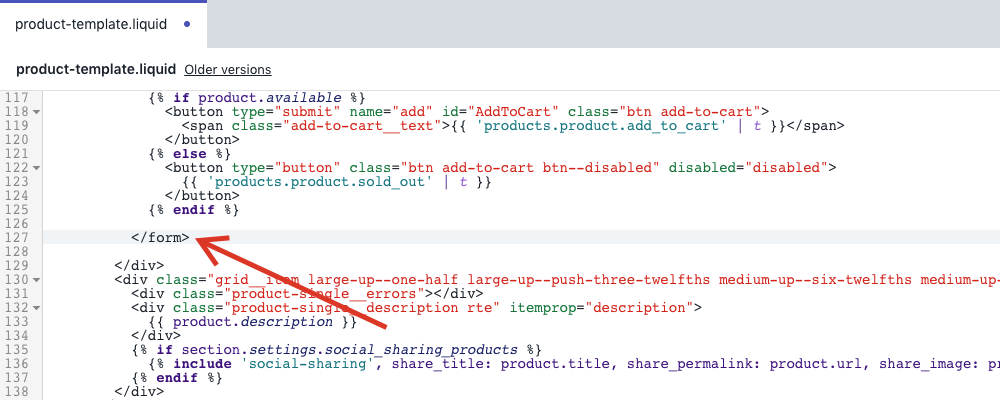 Find closing form tag