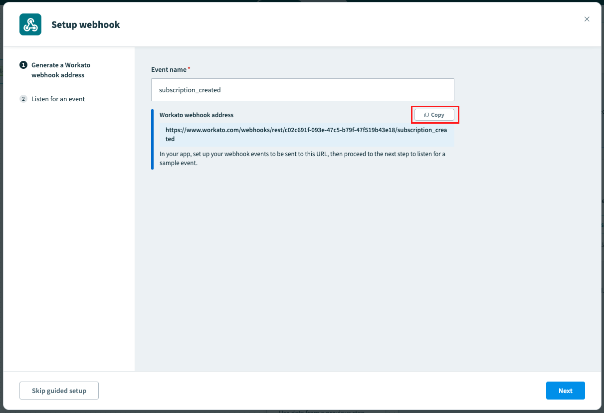 Workato webhook address