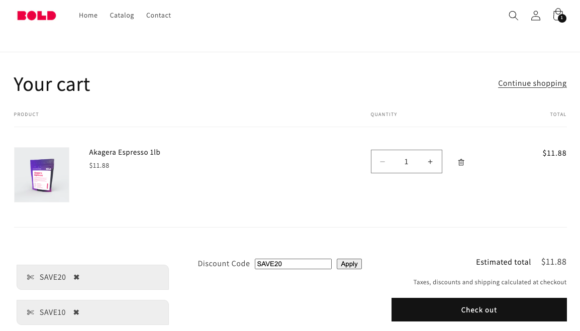 Multiple Discount Codes on Cart Page