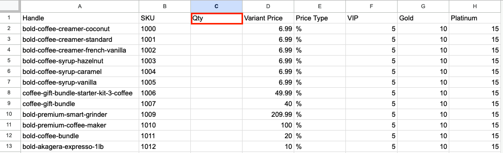Add Qty column