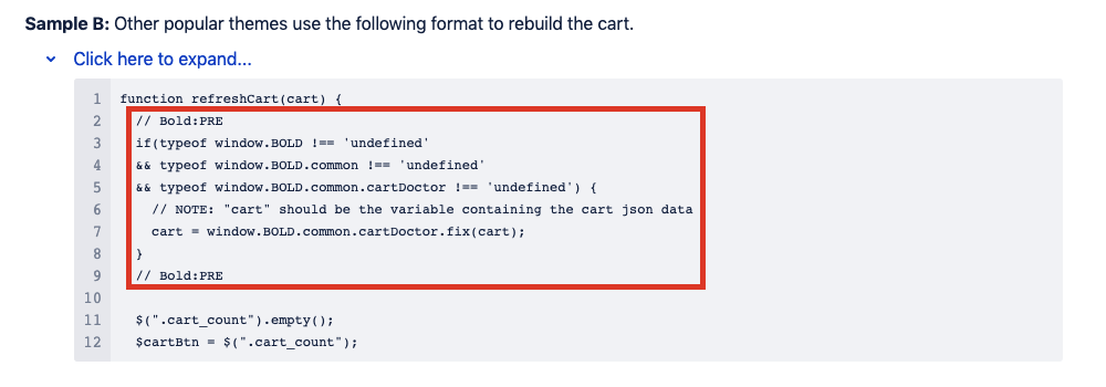 refreshCart Example