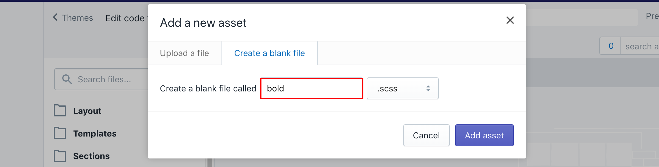 Enter Asset File Name