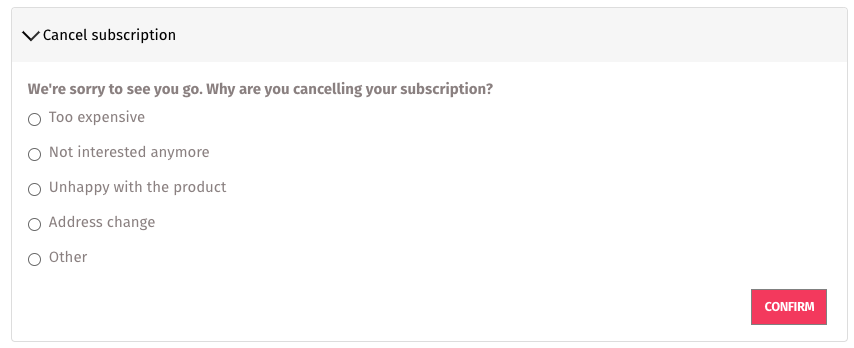 Choose a cancellation reason