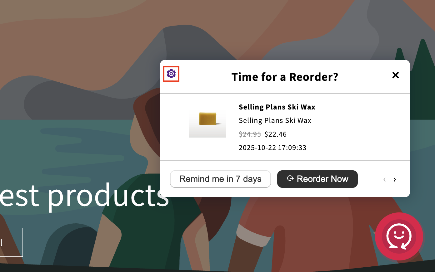 rePete Widget gear icon