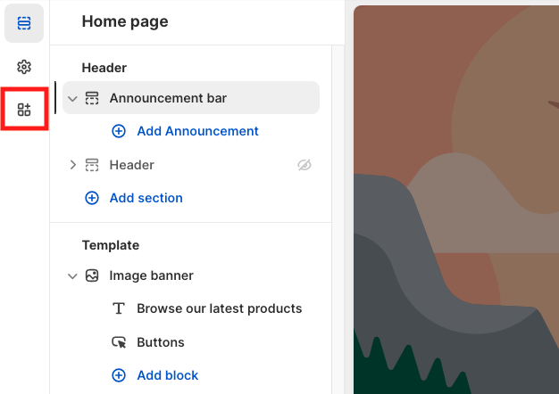 app embeds menu