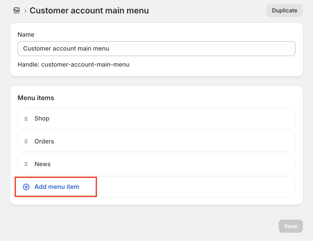 Add menu item