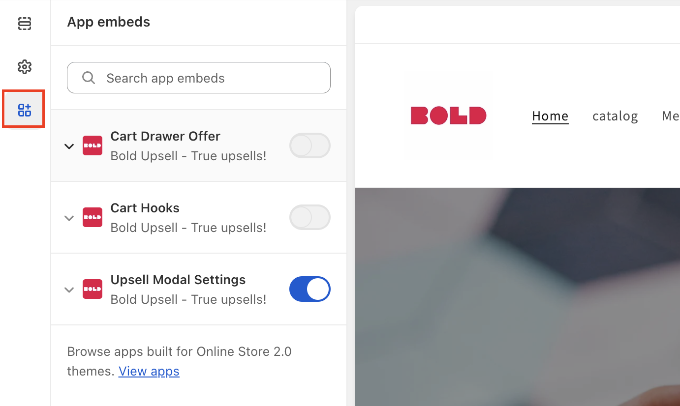 Upsell Modal Settings app embed