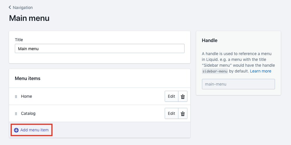 Select Add Menu Item