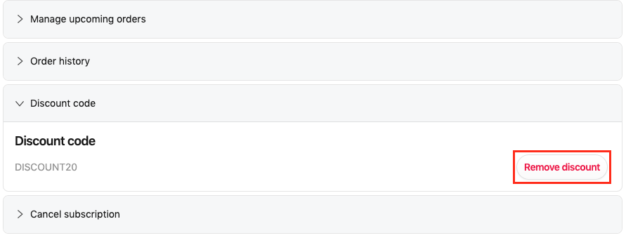 Select Remove discount