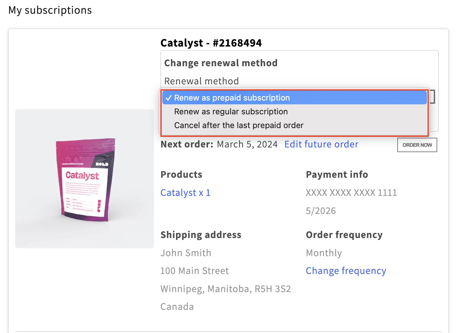 Select a renewal method