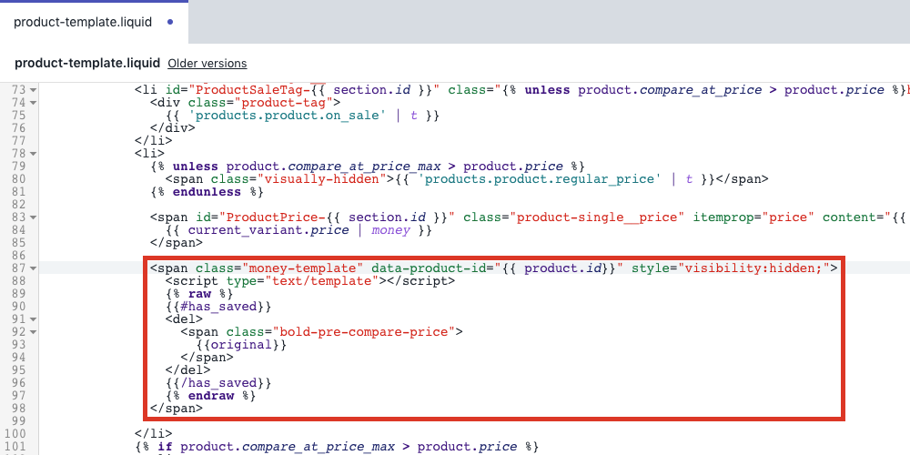Paste Product Price Code