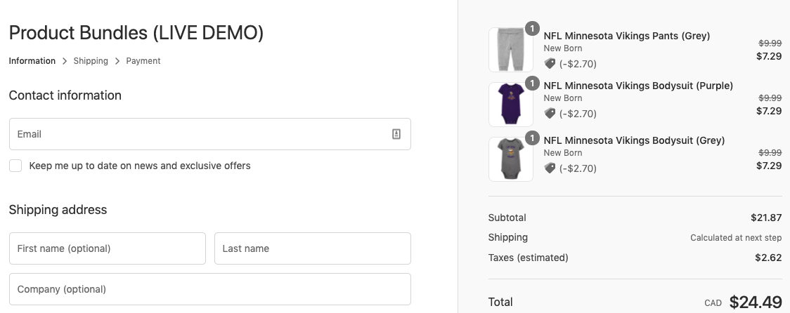 Draft Order Example of Discounts via Bold Bundles
