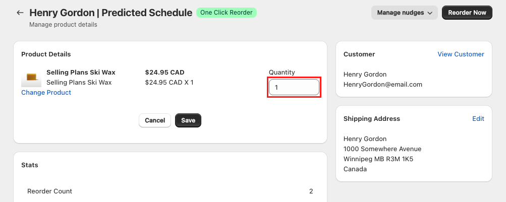 Quantity field