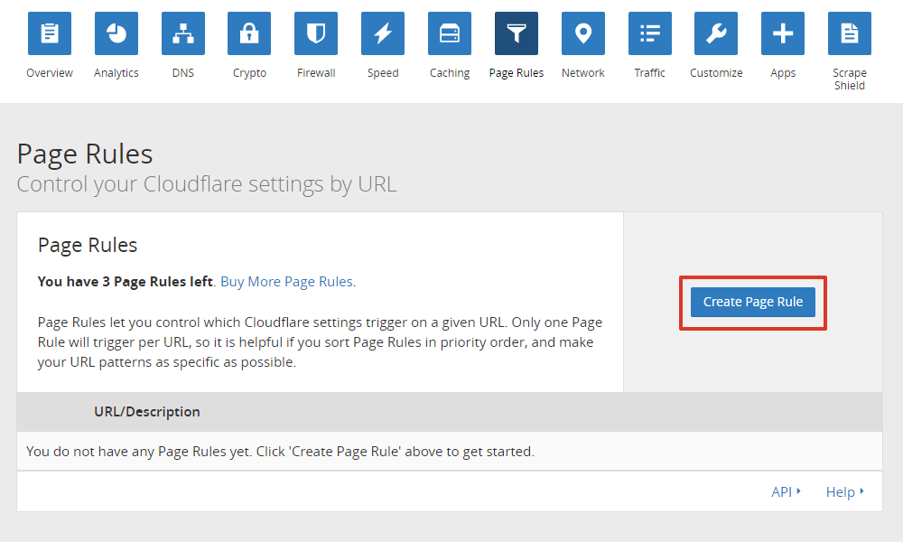 Select Create Page Rule