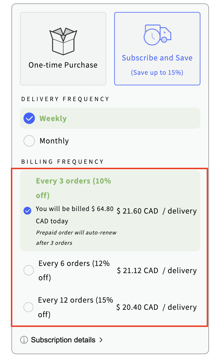 Prepaid only subscription - discounted lengths