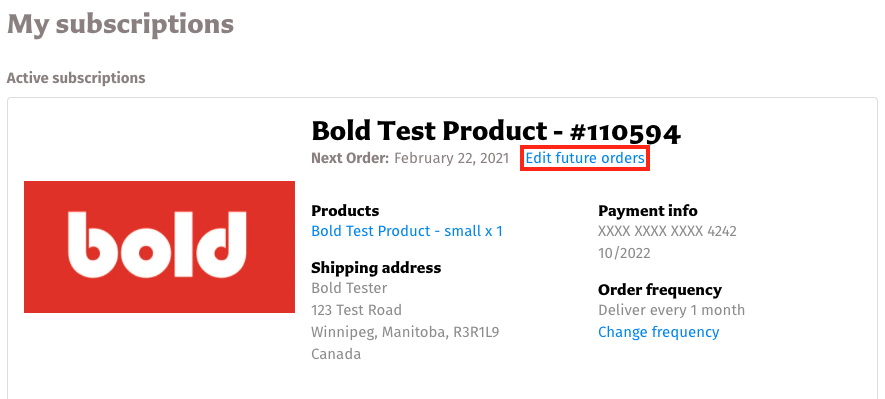 Select Edit Future Orders