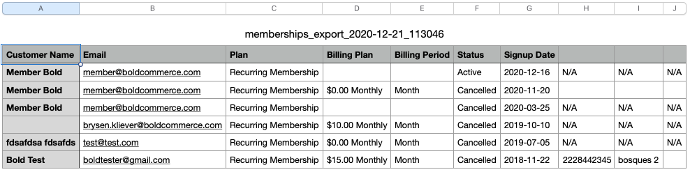 Export Table