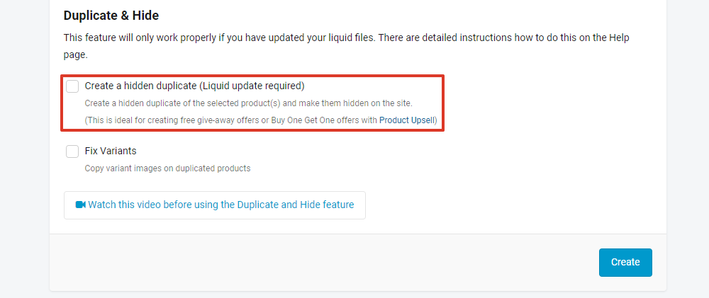 Select create a hidden duplicate
