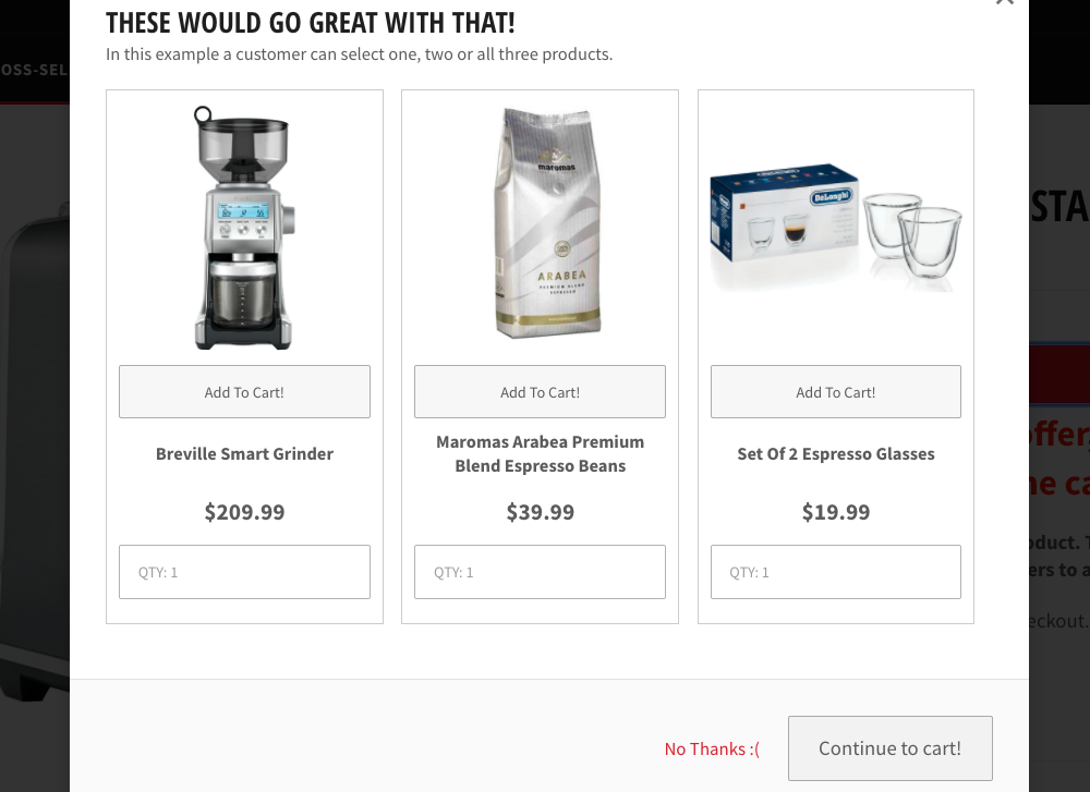 Cross-sell Screenshot Example