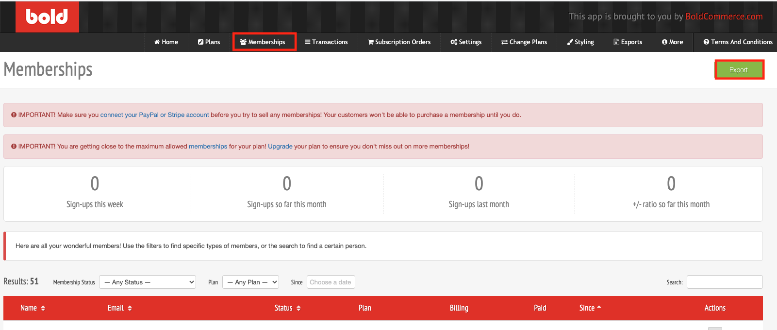Export Button