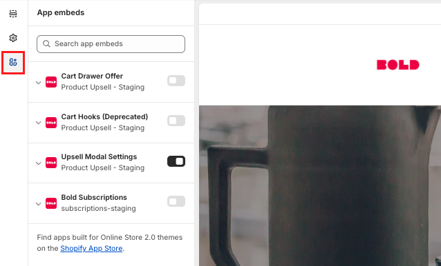 App embeds menu
