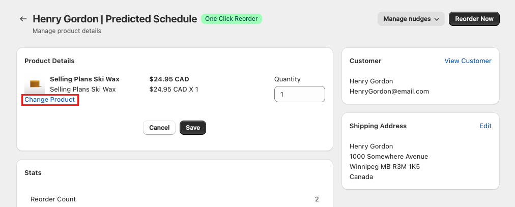 Change Product link