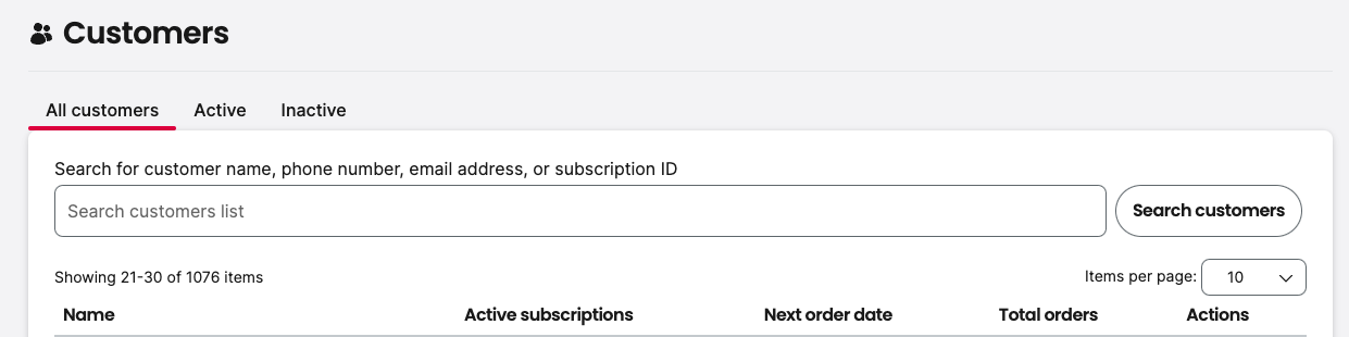 Customers Page