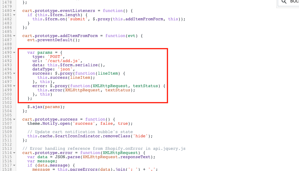 Find the build cart function