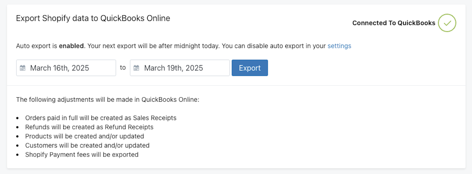 Order exports
