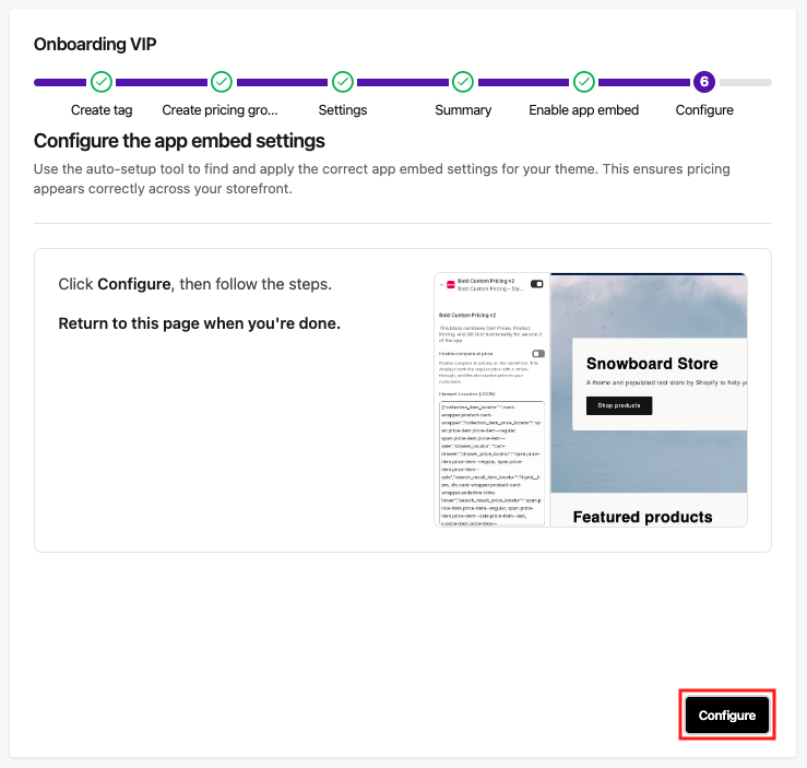 Configure the app embed settings