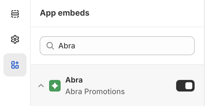 Abra app embed toggle